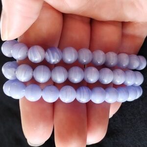 Blue Lace Agate Gemstone Bracelets, Handcrafted